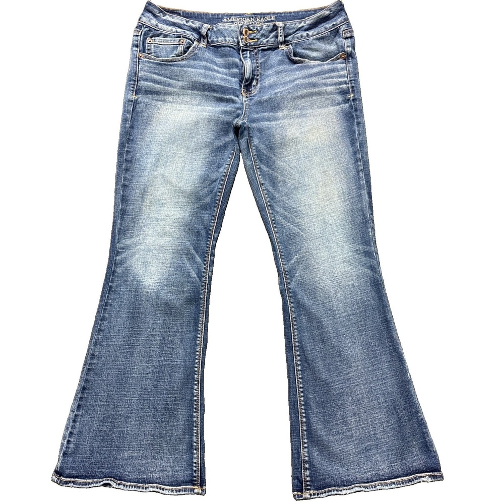 American Eagle Jeans Womens 14 Short (34x28) Artist Flare Blue Super Stretch